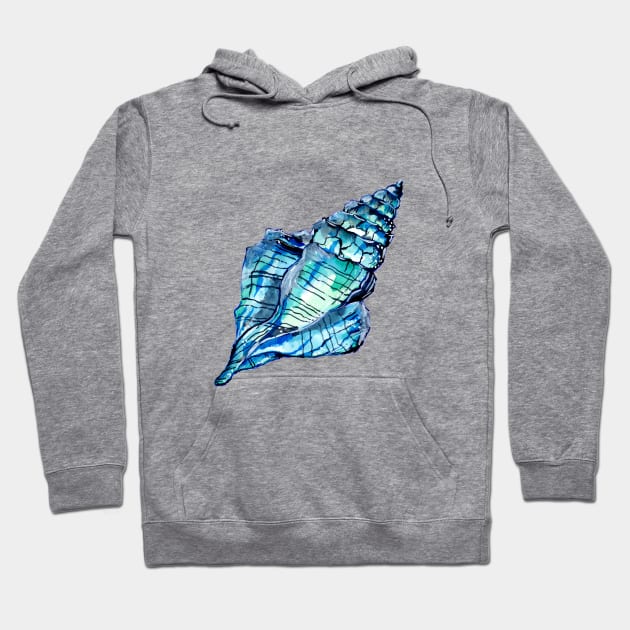 Blue Conch Sea Shell Hoodie by ZeichenbloQ